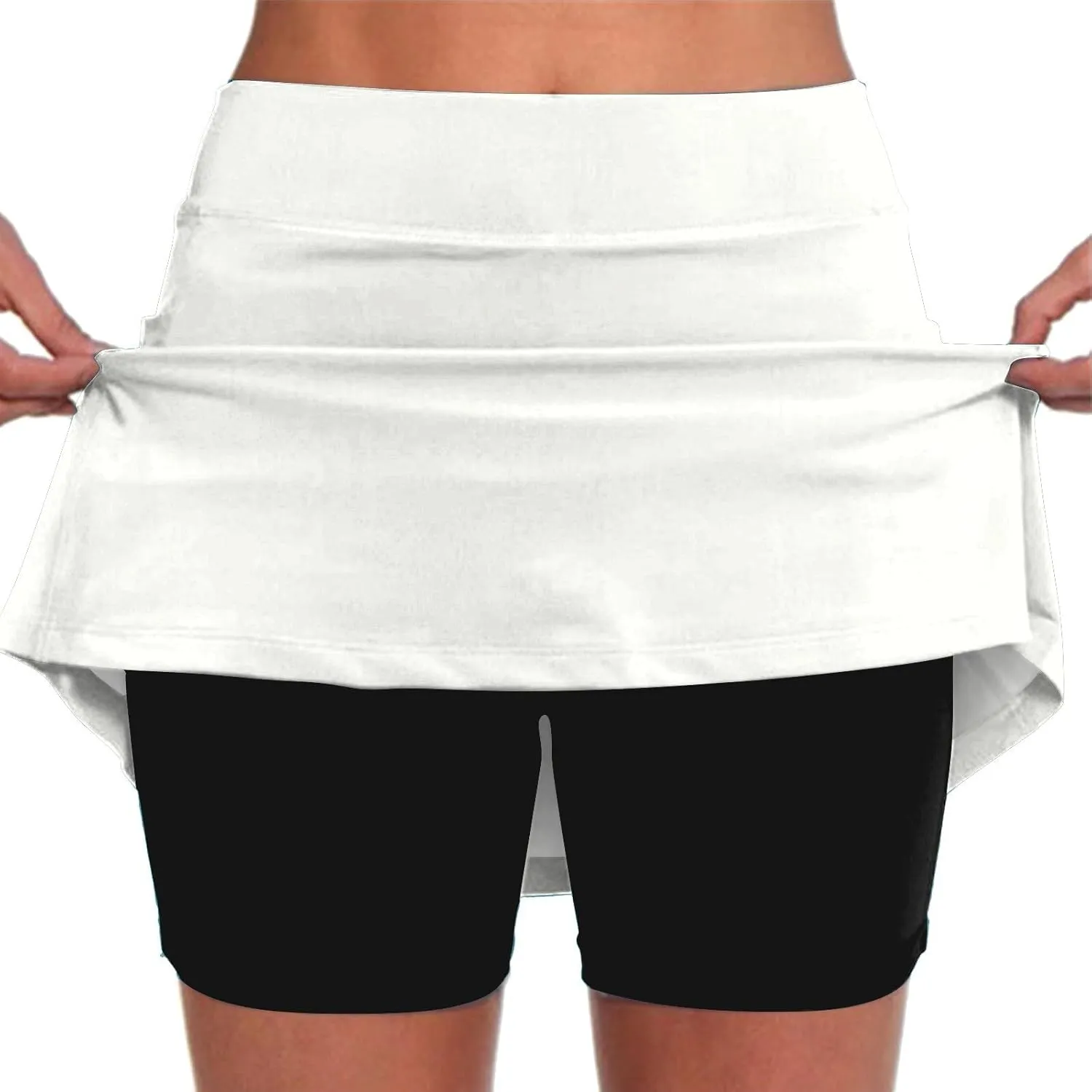 GIERIDUC Athletic Skorts for Women Plus Size Tummy Control Tennis Yoga Skirt Shorts High Waist Solid Comfy Elastic Shorts