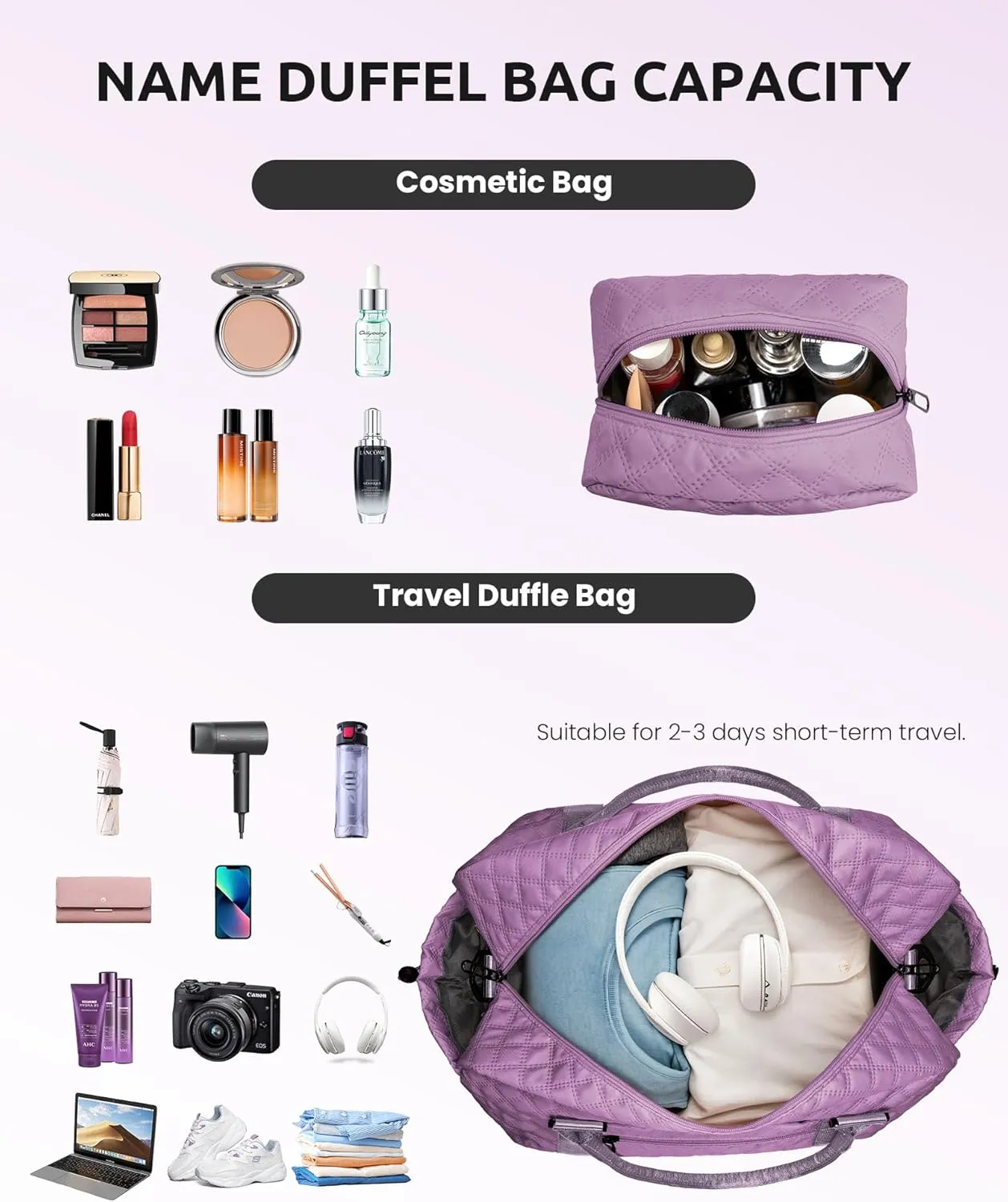 Gifts for Daughter - Personalized Travel Bag with Shoe Compartment, Monogram Overnight Bag for Women, Sister Friend Girlfriend Gifts (Letter M)