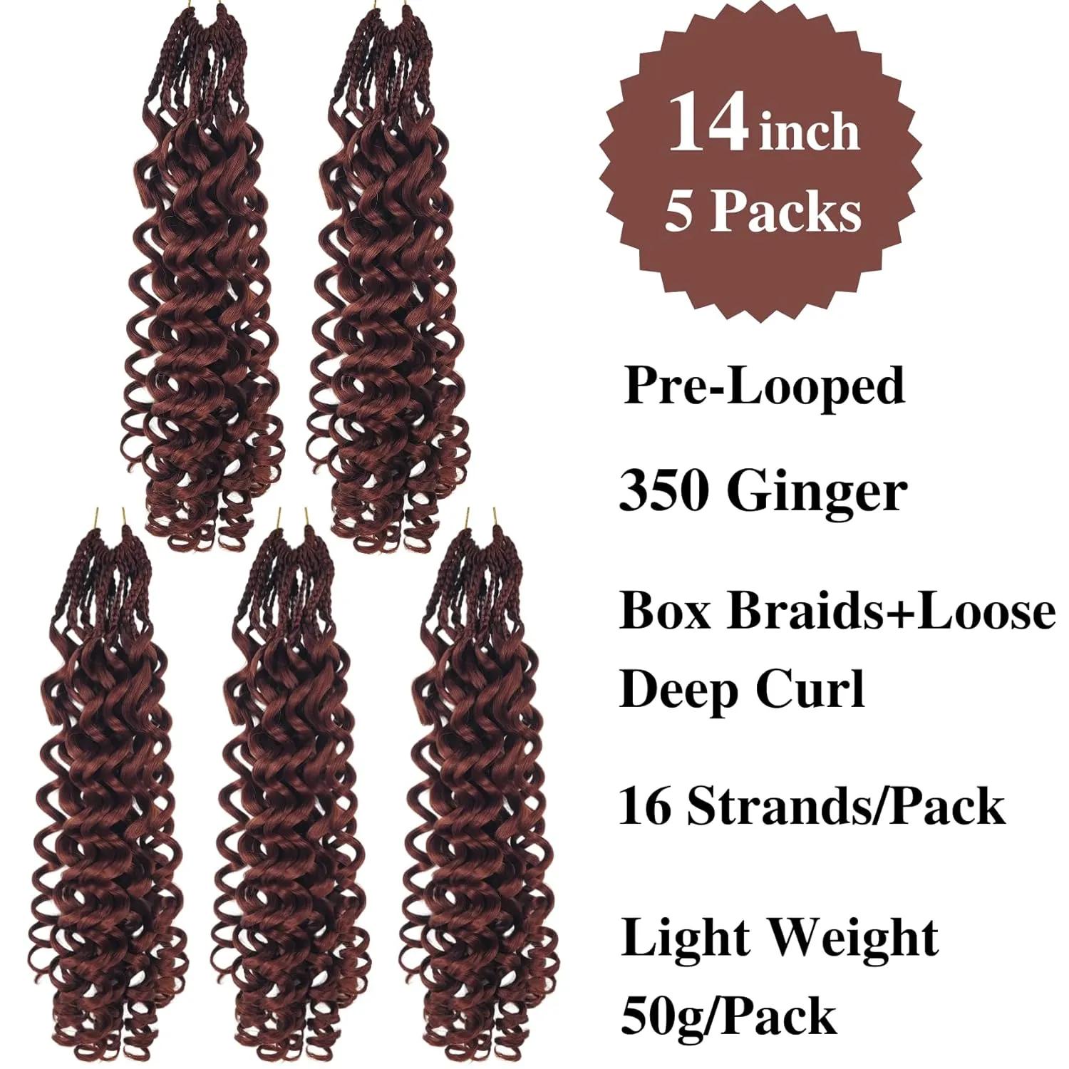 Ginger Boho Braids Crochet Hair for Black Women Micro Box Braids Crochet Hair Extensions Pre looped Goddess Knotless Loose Deep Wave Curl