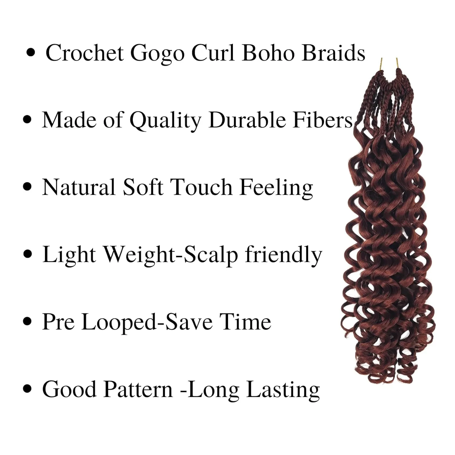 Ginger Boho Braids Crochet Hair for Black Women Micro Box Braids Crochet Hair Extensions Pre looped Goddess Knotless Loose Deep Wave Curl