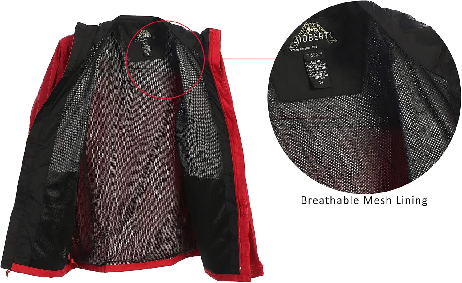 Gioberti Men's Waterproof Rain Jacket With Mesh Lining and Carrying Bag