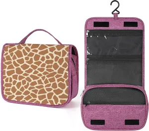 Giraffe Print,Waterproof Travel Toiletry Hanging Bag,Giraffe Animal Print Brown Skin,Makeup bag,Travel Organizers,Cosmetic Travel-Sized Container,Large Capacity for Women,Brown
