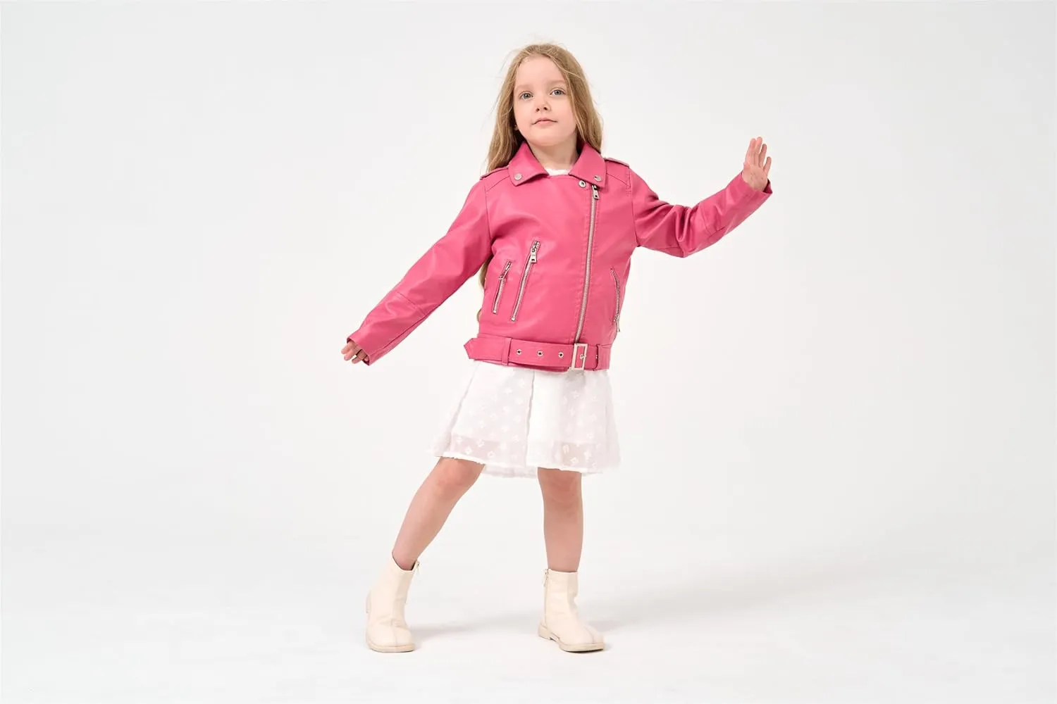 Girls Leather Jacket Kids Flight Bomber Aviator Moto Biker Jackets Dress Coat