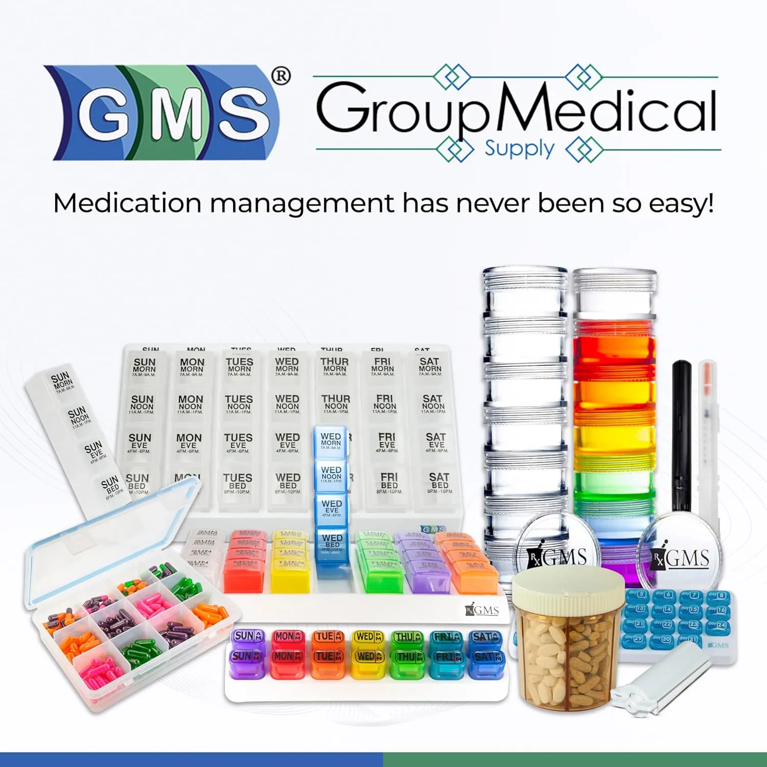 GMS 60cc Syringe Case - Holds New, Prefilled & Used Syringes with Needles - Small & Discreet - Ideal for Travel - Sharps Container - 2 Pack - Black and Clear