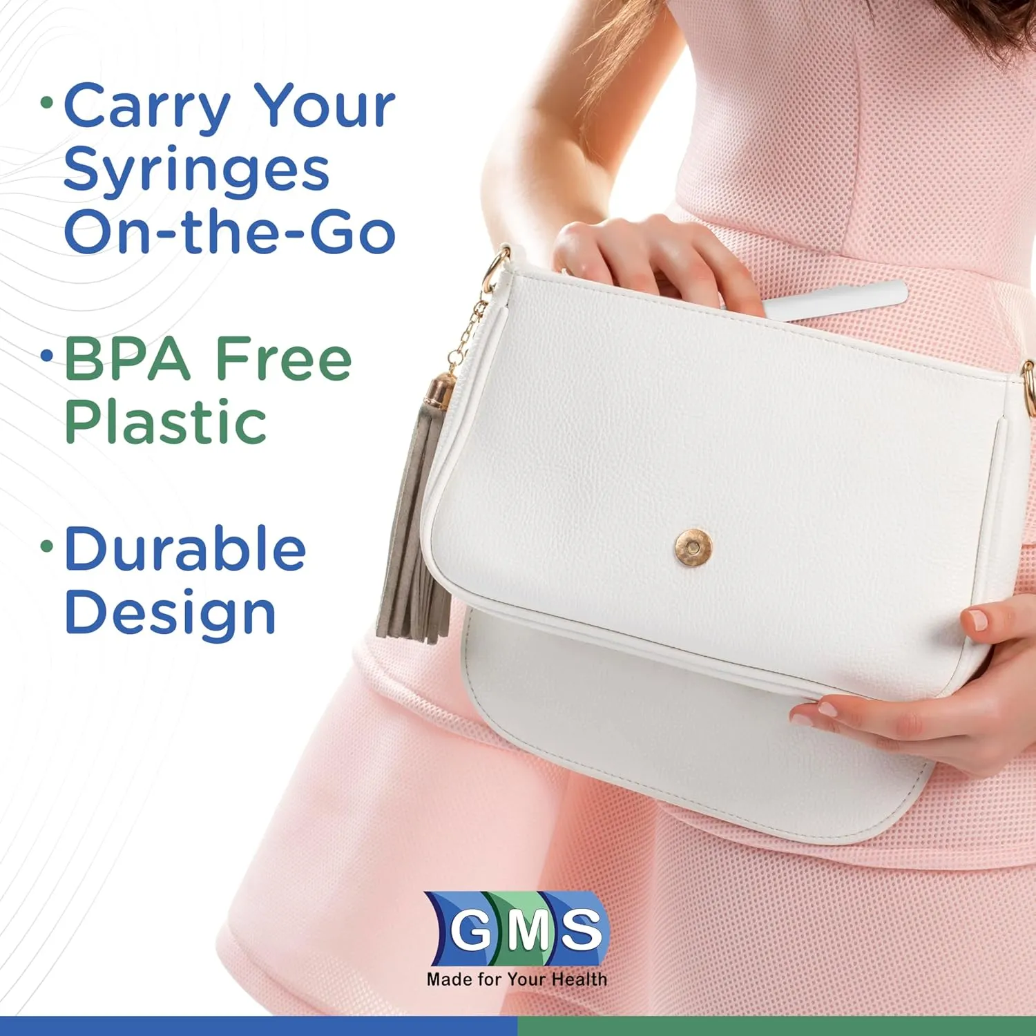 GMS 60cc Syringe Case - Holds New, Prefilled & Used Syringes with Needles - Small & Discreet - Ideal for Travel - Sharps Container - 2 Pack - Black and Clear
