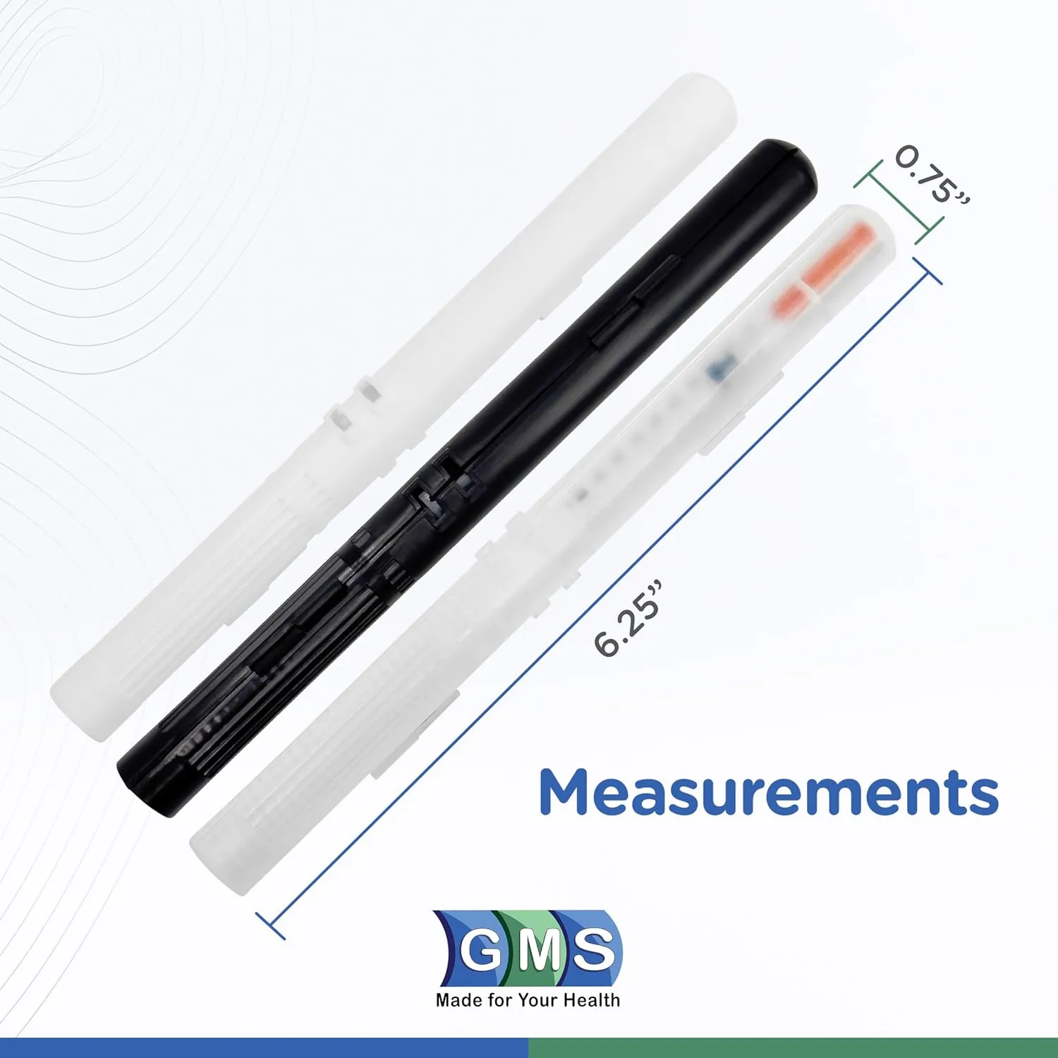 GMS 60cc Syringe Case - Holds New, Prefilled & Used Syringes with Needles - Small & Discreet - Ideal for Travel - Sharps Container - 2 Pack - Black and Clear