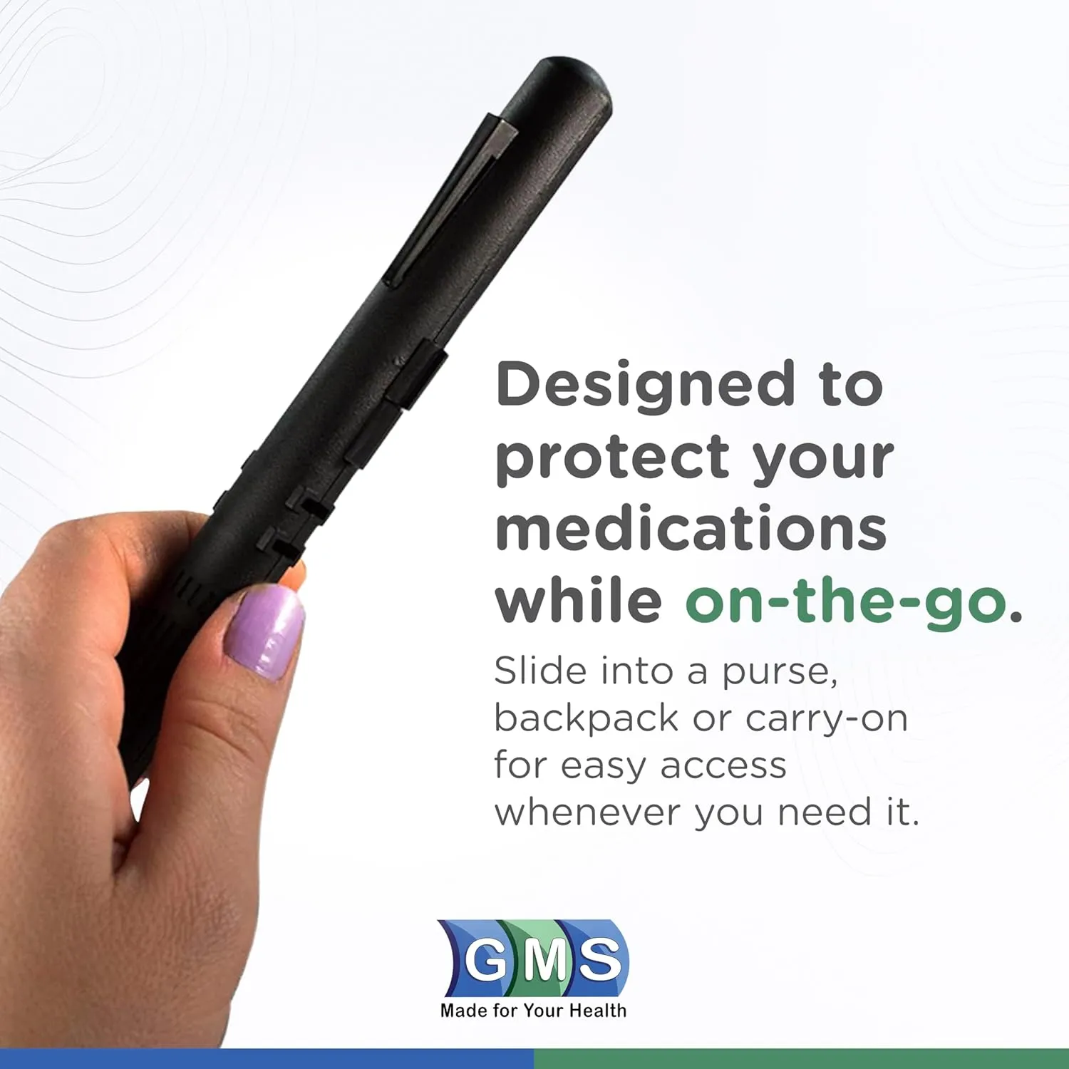 GMS 60cc Syringe Case - Holds New, Prefilled & Used Syringes with Needles - Small & Discreet - Ideal for Travel - Sharps Container - 2 Pack - Black and Clear
