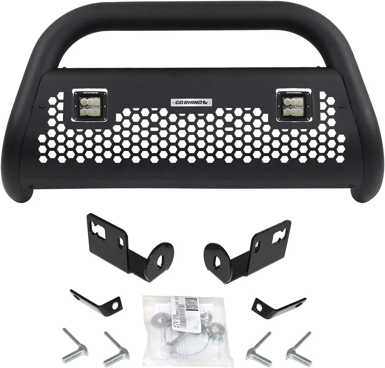 Go Rhino RC2 Bull Bar w/Two 3" Cube Lights & Mounting Brackets | Mild Steel, Textured Black | 55142LT | Fits 2015-2020 Chevrolet/GMC Colorado/Canyon Excludes ZR2 & Denali Models