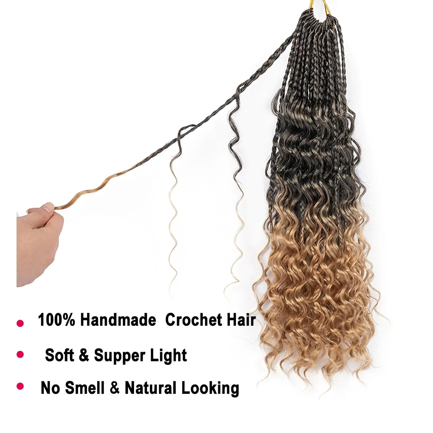 Goddess Box Braid Crochet Hair 14inch 6packs Boho Locs With Curly Ends Prelooped Box Braid Glinda Angle Crochet Hair For Black Women Natural And Stylish Braided Hairstyle(14inch,T1B/27)
