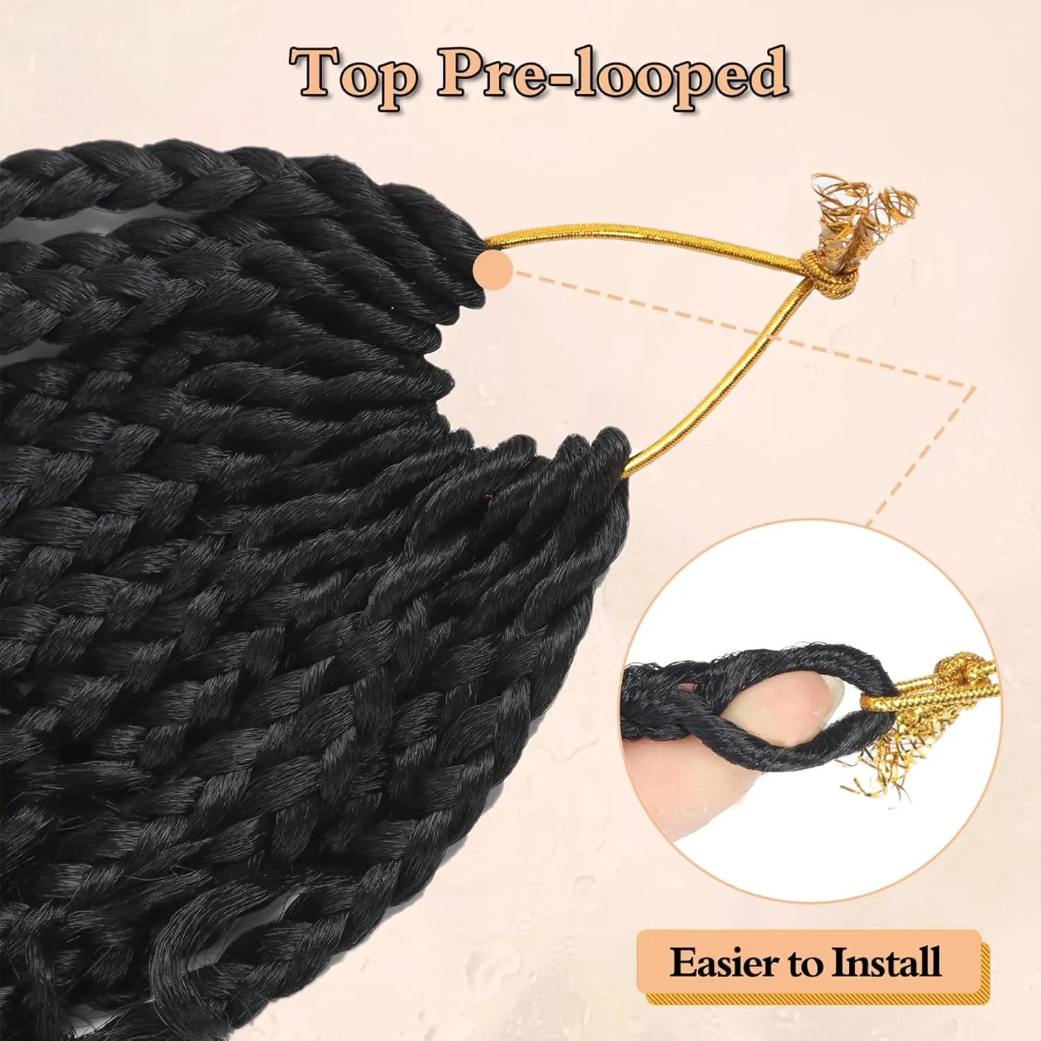 Goddess Box Braids Crochet Hair 1B - 8 Inch Pre Looped Boho Crochet Braids with Curly Ends, 8 Packs Crochet Hair for Black Women Boho 3X Synthetic Braiding Hair Extensions