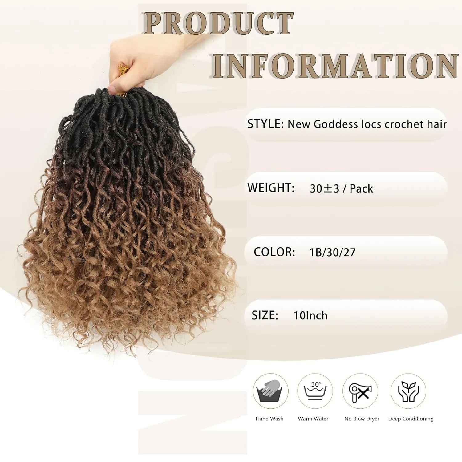 Goddess Locs Crochet Hair 10 Inch River Locs Crochet Hiar 9 Packs Goddess Faux Locs Crochet Hair Faux Locs With Curly Ends Boho Braids Crochet Hair For Black Women(10 Inch (Pack of 9),1B/30/27)