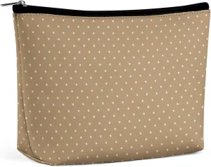 Gold with White Dots Cosmetic Bag, Travel Portable Makeup Bag for Purse Pouch Beauty Zipper Organizer Toiletry Bag for Women