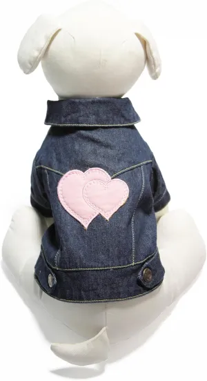 Gooby Denim Jacket for Pets, X-Large, Hearts