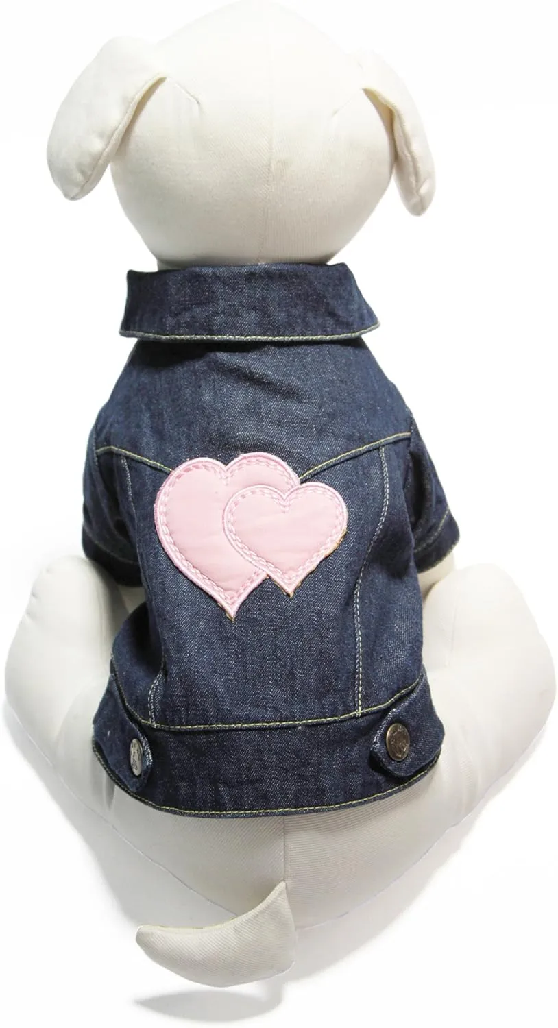 Gooby Denim Jacket for Pets, X-Large, Hearts
