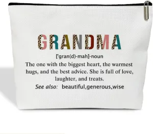 Grandma Definition Makeup Bag for Women, Grandma Gifts Appreciation Gifts for Women Grandmother Gigi Mimi Nana Grandma Birthday Gift Travel Toiletry Cosmetic Bag, Zipper Organizer Pouch -FS370