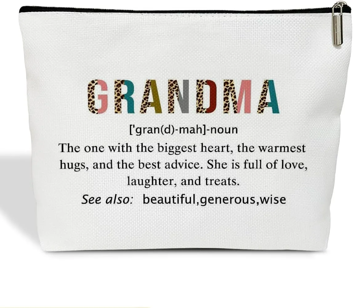 Grandma Definition Makeup Bag for Women, Grandma Gifts Appreciation Gifts for Women Grandmother Gigi Mimi Nana Grandma Birthday Gift Travel Toiletry Cosmetic Bag, Zipper Organizer Pouch -FS370