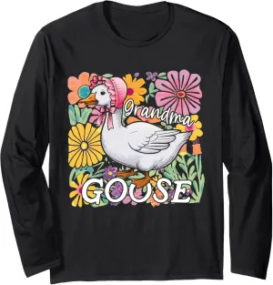 Grandma Goose Boho Floral Silly Grandma Goose Grandma Goose Long Sleeve T-Shirt
