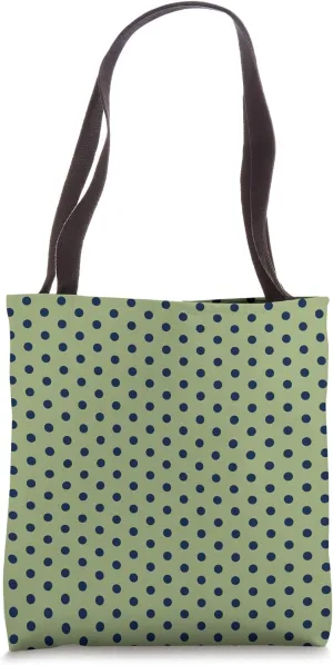 Green and Navy Blue Polka Dot Vintage Boho Aesthetic Girly Tote Bag