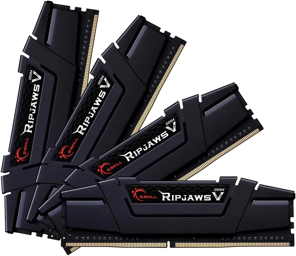 G.SKILL Ripjaws V Series (XMP) DDR4 RAM 128GB (4x32GB) 2666MT/s CL18-18-18-43 1.20V Intel AMD Desktop Computer Memory UDIMM - Black (F4-2666C18Q-128GVK)
