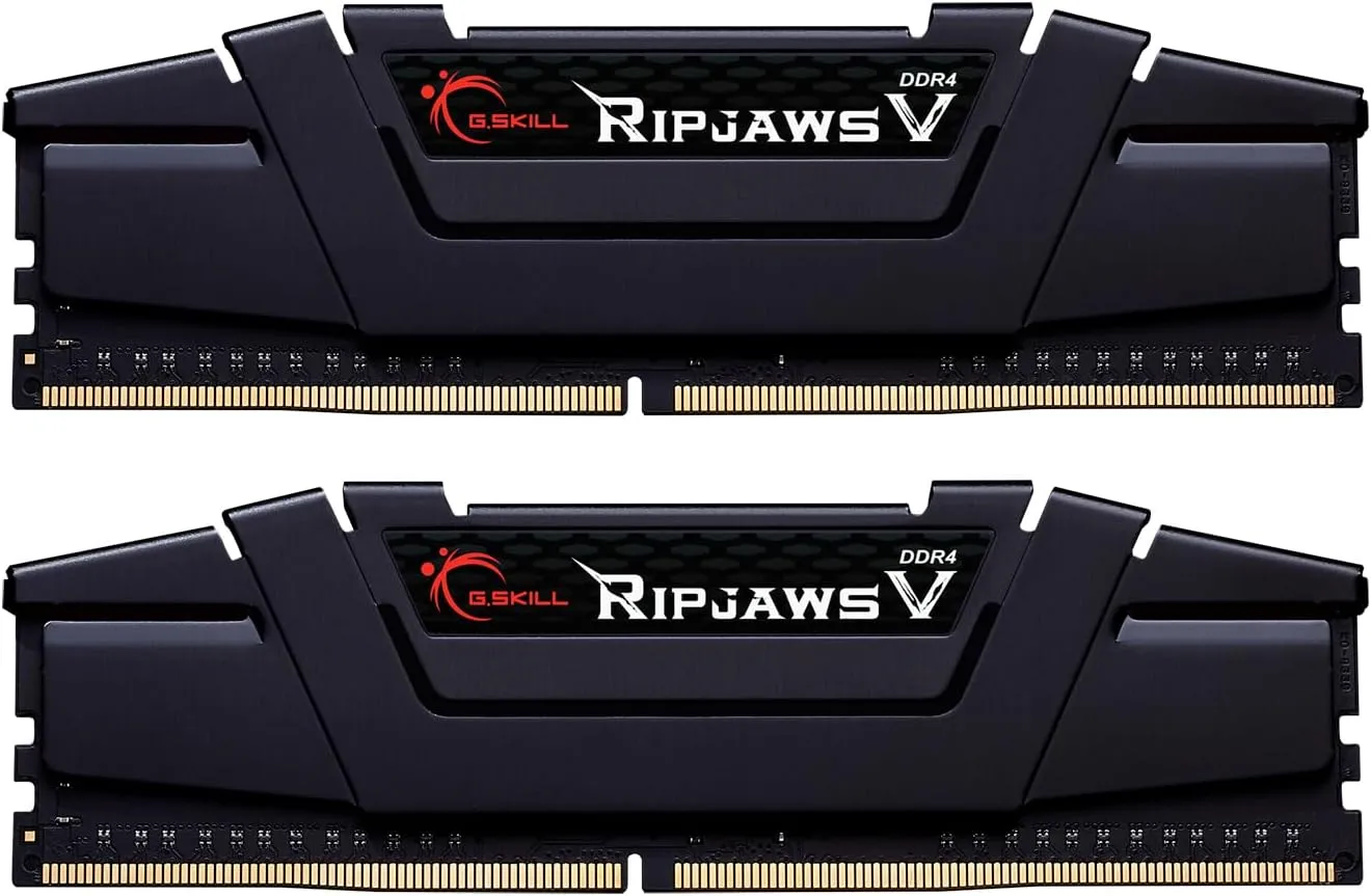 G.SKILL Ripjaws V Series (XMP) DDR4 RAM 64GB (4x16GB) 3200MT/s CL16-18-18-38 1.35V Intel AMD Desktop Computer Memory UDIMM - Black (F4-3200C16Q-64GVK)