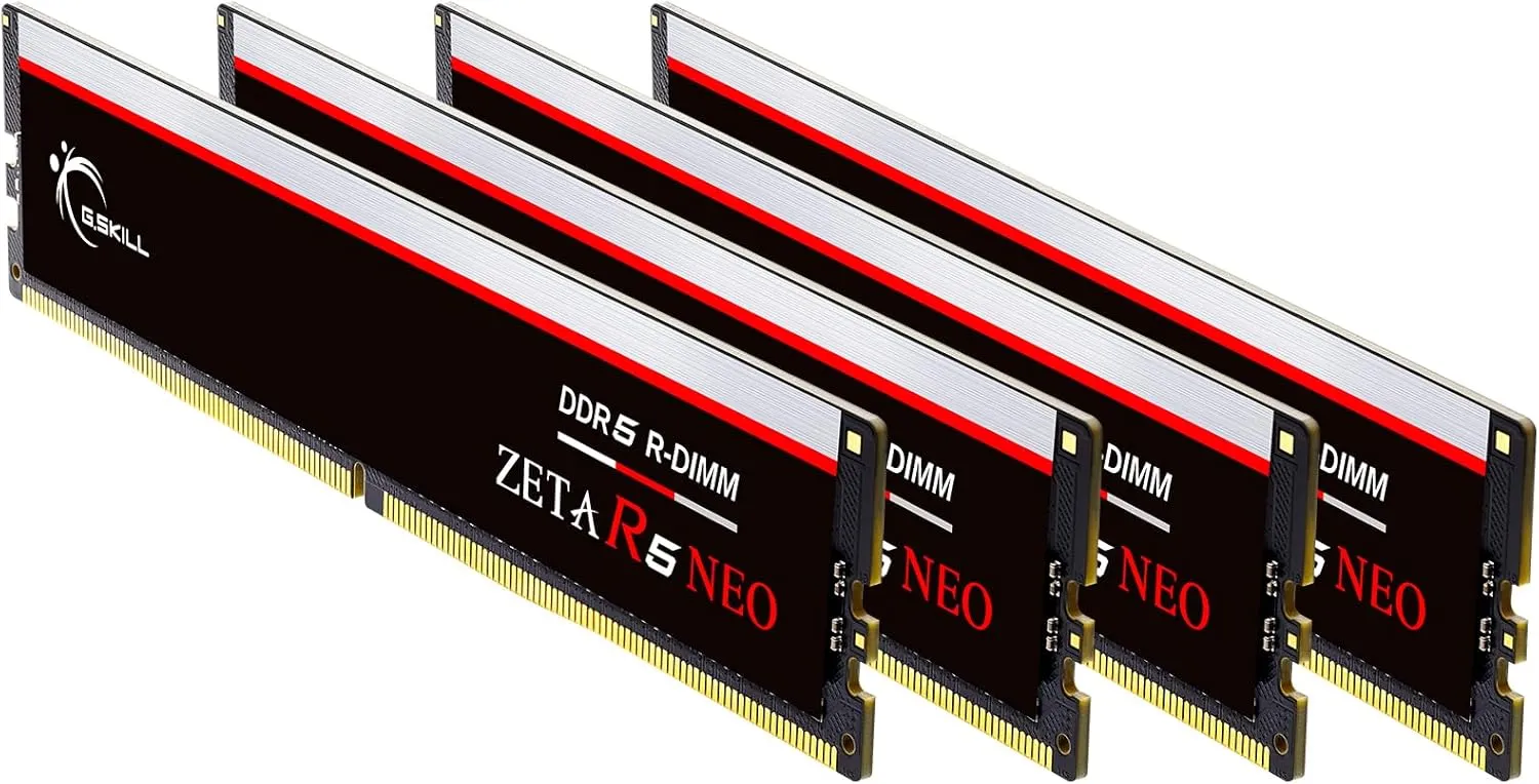 G.SKILL Zeta R5 NEO Series (AMD Expo) DDR5 RAM 128GB (4X 32GB) 6000MT/s CL30-36-36-96 1.40V Desktop Workstation Computer Memory R-DIMM - Black (F5-6000R3036G32GQ4-ZR5NK)