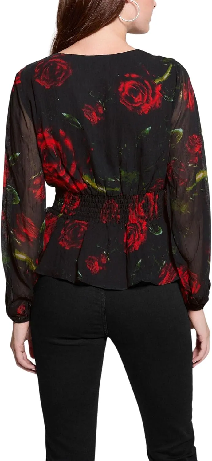 GUESS Women's Long Sleeve Nicole Poplin Top