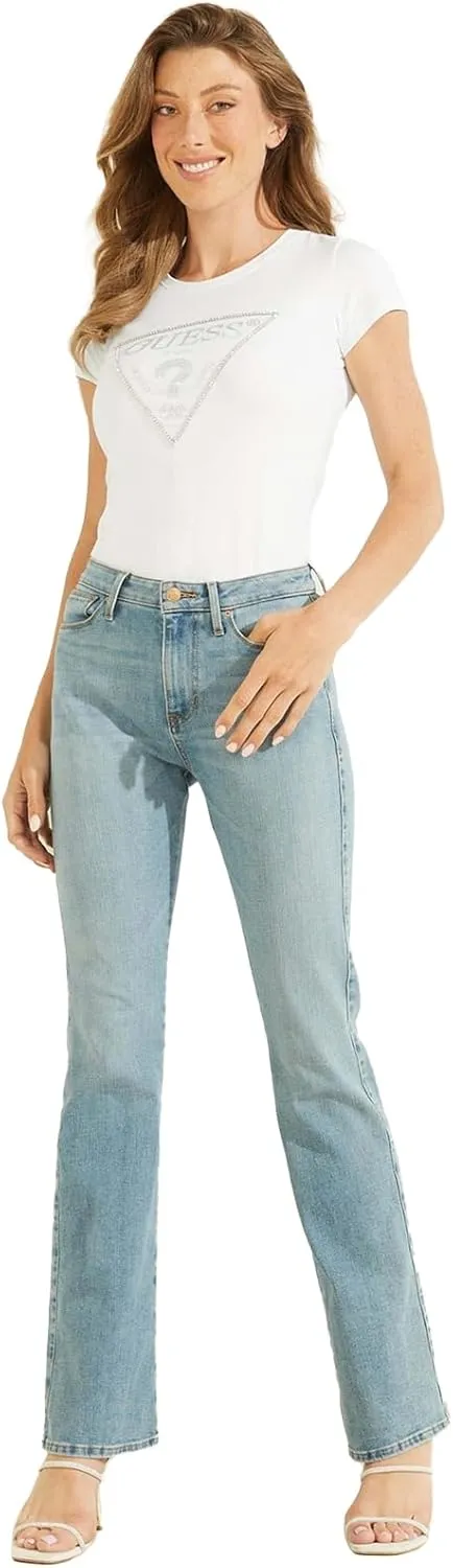 GUESS Women's Short Sleeve Embellished Logo R3 Tee