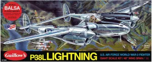 Guillow's Lockheed P-38 Lightning Model Kit Black, Small