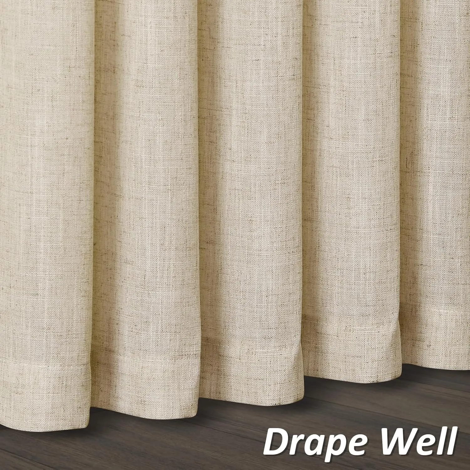 Guken Linen Curtains 84 Inch Length for Living Room Bedroom 2 Panels Set Rod Pocket Light Filtering Semi Sheer Window Curtains 52 Inch Width Boho Farmhouse Drapes Flax Beige Linen, W52xL84
