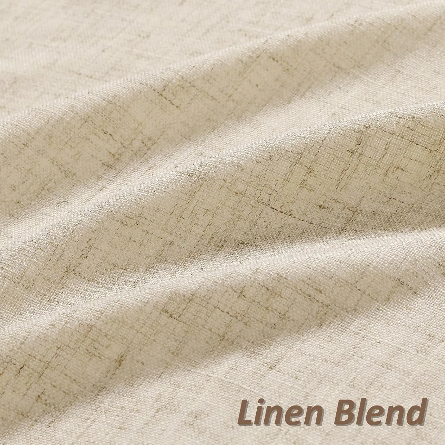 Guken Linen Curtains 84 Inch Length for Living Room Bedroom 2 Panels Set Rod Pocket Light Filtering Semi Sheer Window Curtains 52 Inch Width Boho Farmhouse Drapes Flax Beige Linen, W52xL84