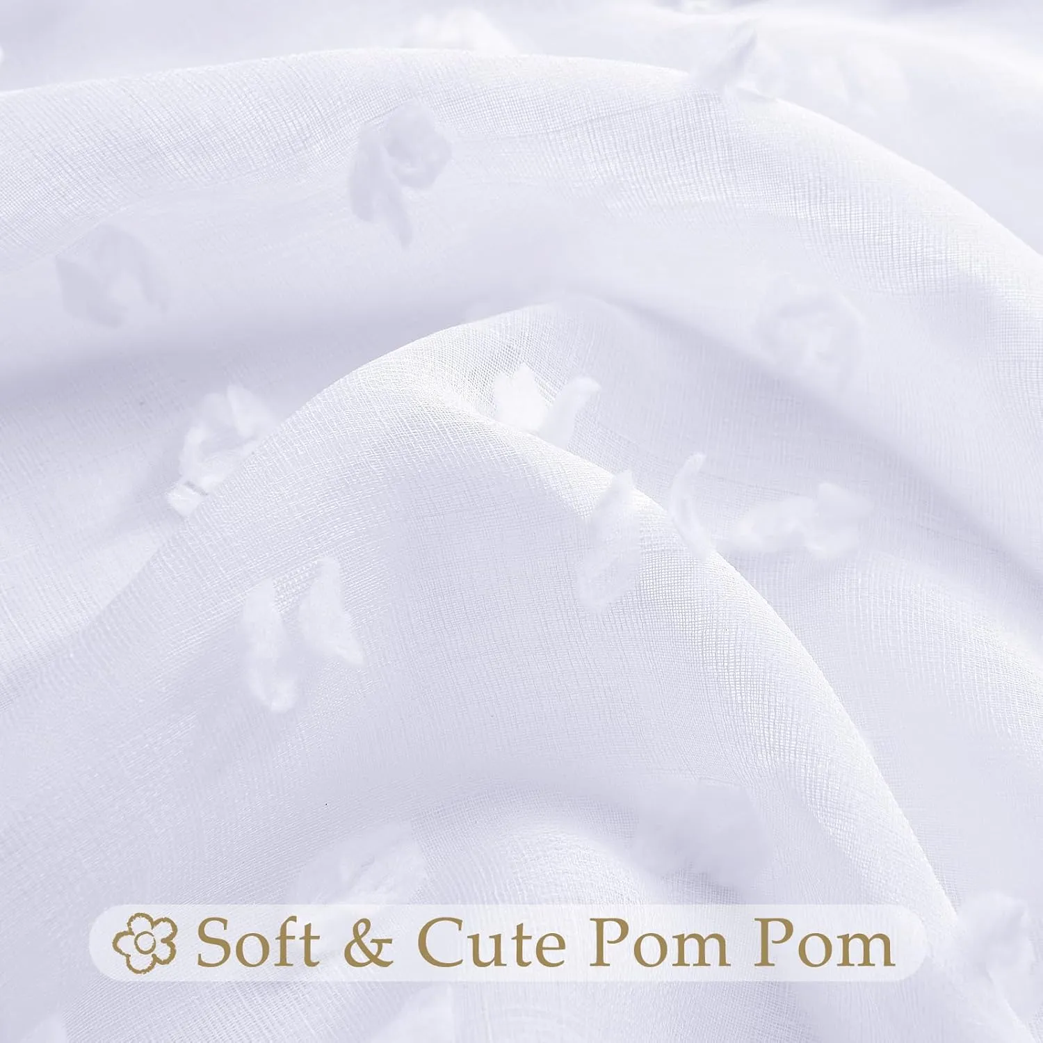 Guken White Sheer Curtains 24 Inch Length 2 Panels Sets for Living Room Bedroom 30 Inch Width Farmhouse Boho Drapes Light Filtering Pom Pom Curtains Tufted Semi Sheer Kids Rod Pocket,W30xL24