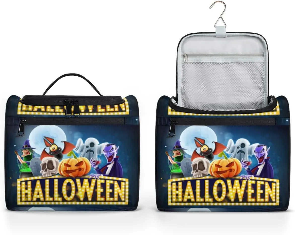 Halloween Topic Hanging Toiletry Bag for Men Women Travel Cosmetic Makeup Organizer Bag Water Resistant Large Portable Wash Case for Accessories, Toiletries, Cosmetics