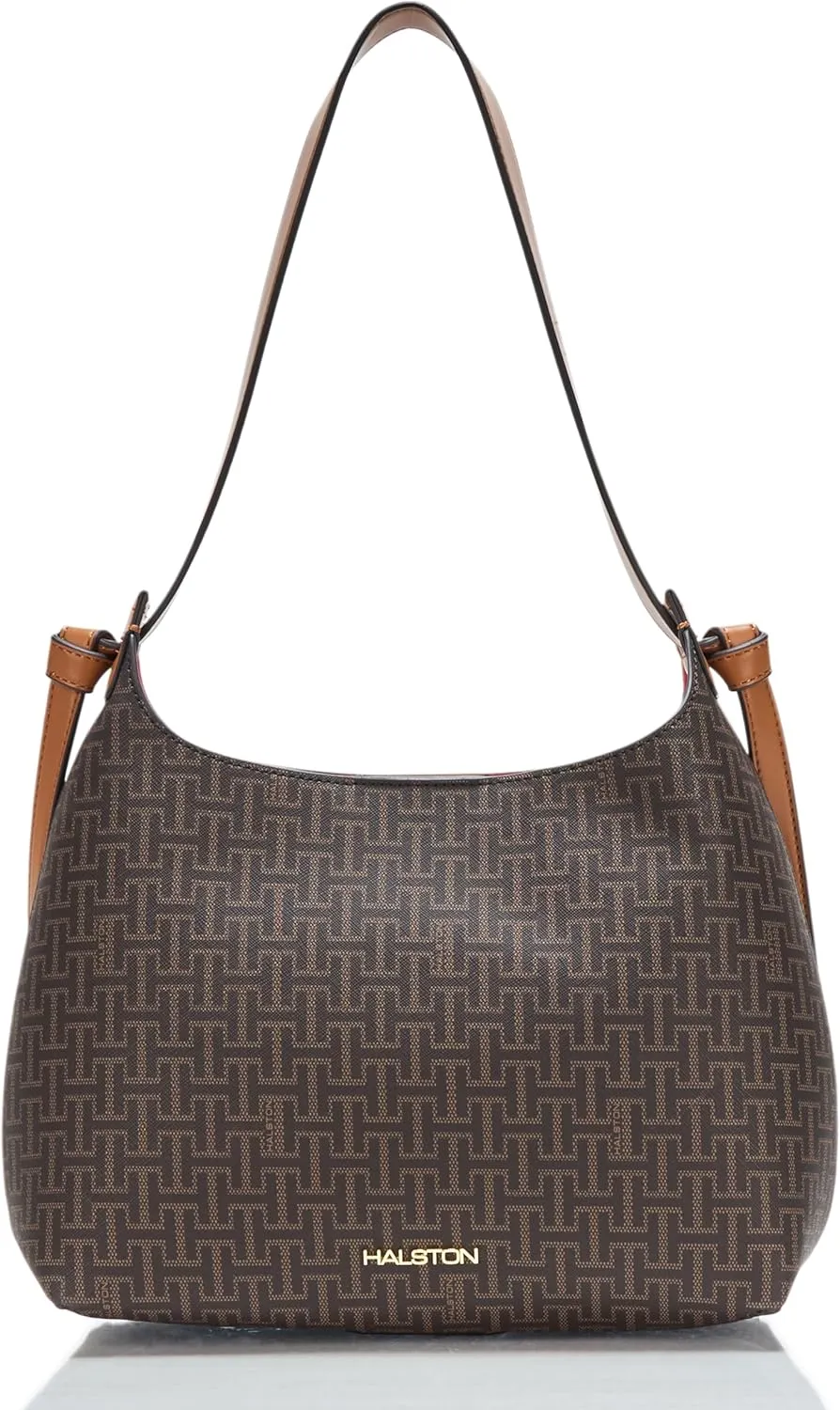 Halston Brooke Signature Logo Magnetic Snap Shoulder