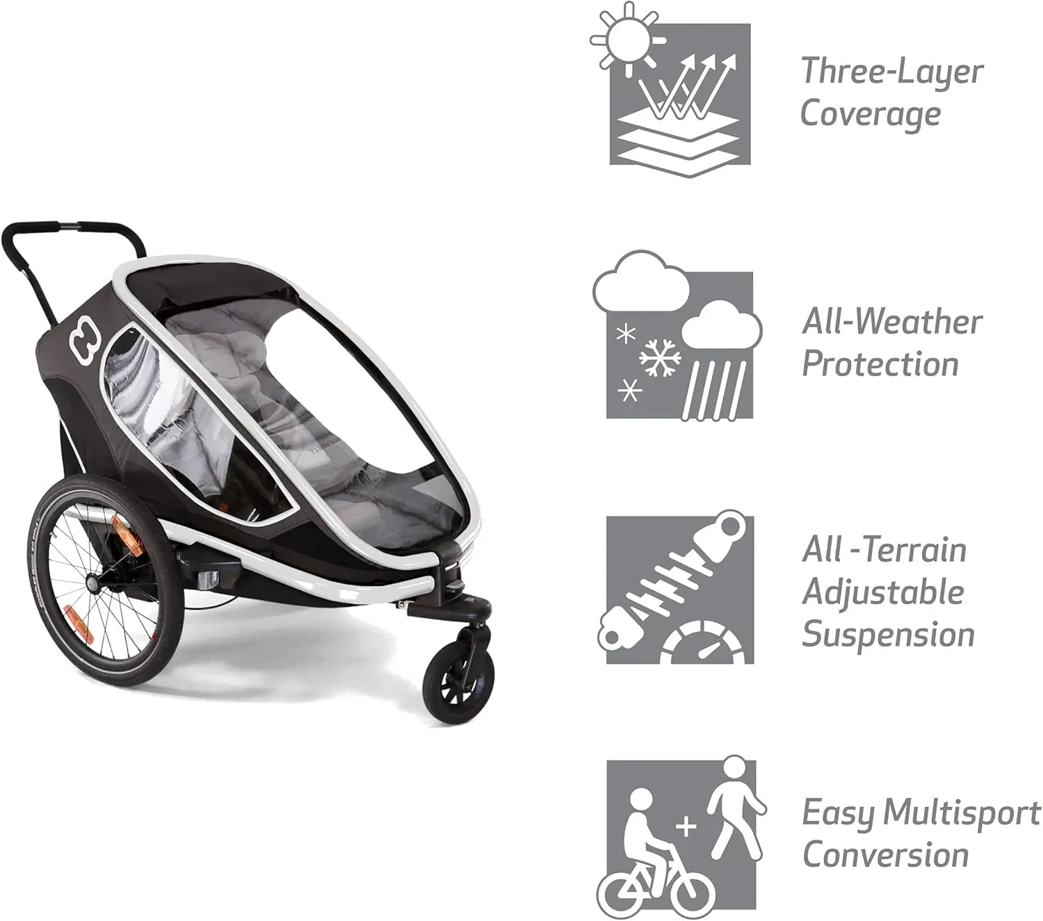 Hamax Outback One Seat Reclining Multi-Sport Child Bike Trailer   Stroller (Jogger Wheel Sold Separately)
