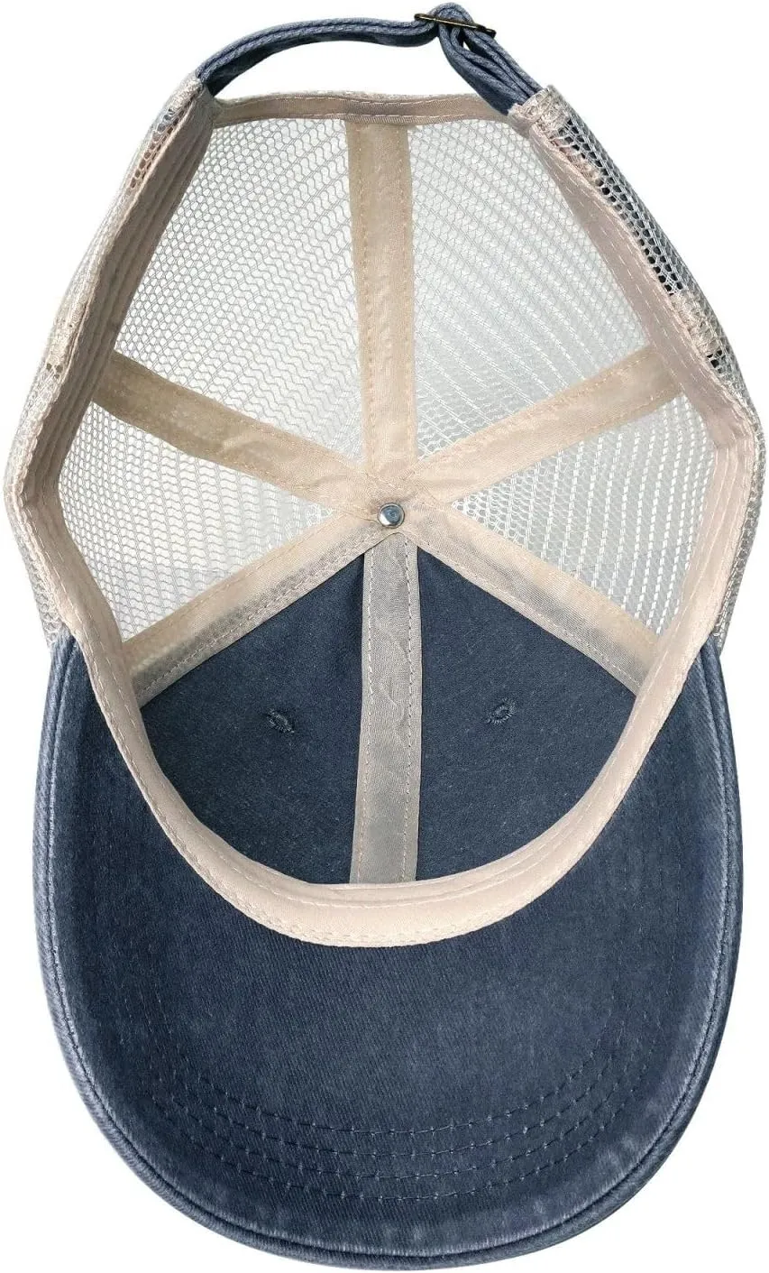 Hammock Hanging from Palm Trees Printed Cowboy Mesh Baseball Cap — Adjustable mesh