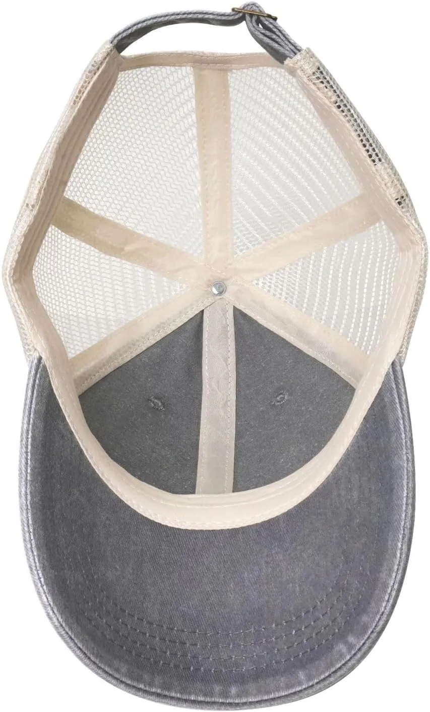 Hammock Hanging from Palm Trees Printed Cowboy Mesh Baseball Cap — Adjustable mesh