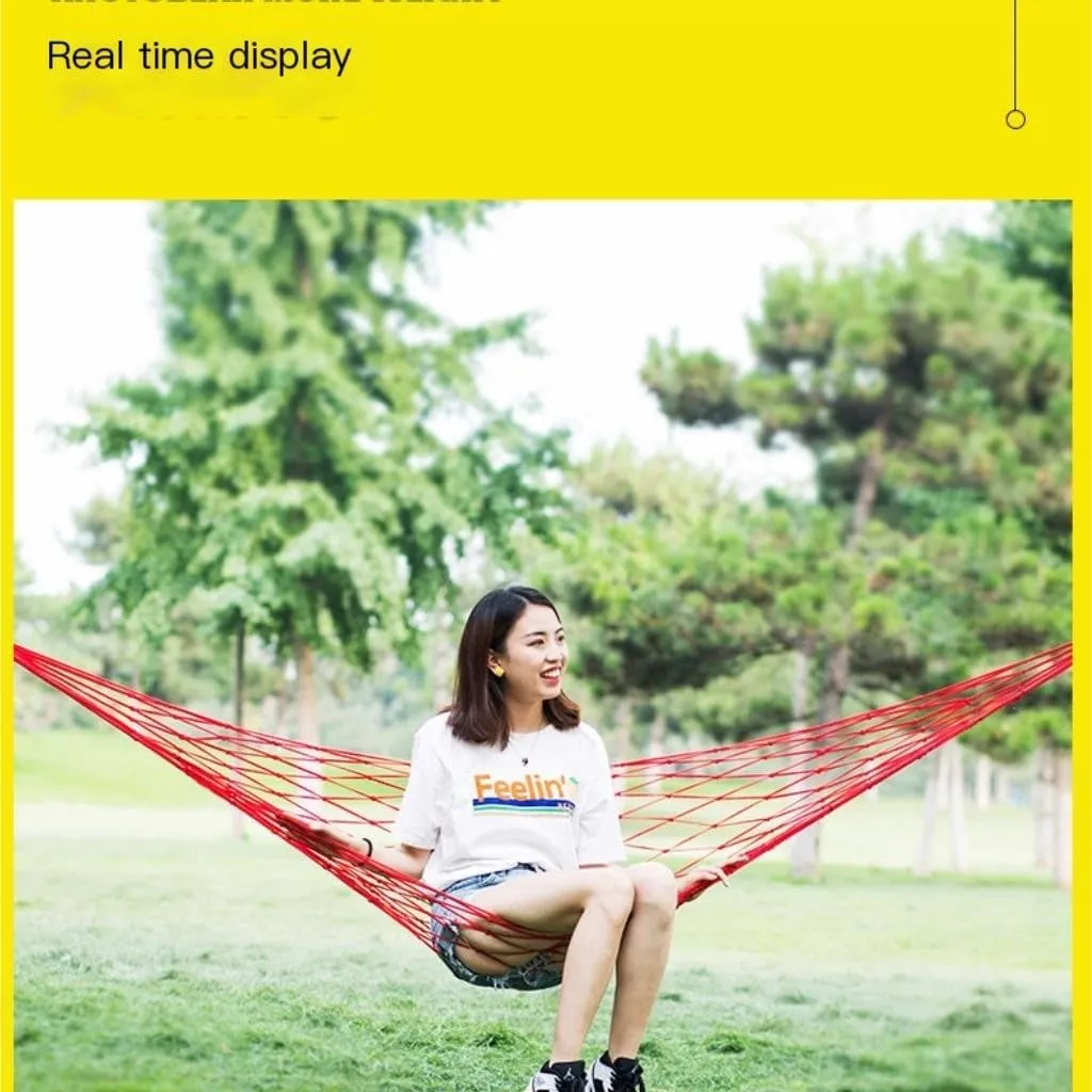 Hammocks Hammock Outdoor Swing Mesh Wild Adult Thick Nylon Rope Indoor Home Bedroom Sleeping Hanging Chair Rocking Bed Camping Hammocks(Green,Small)