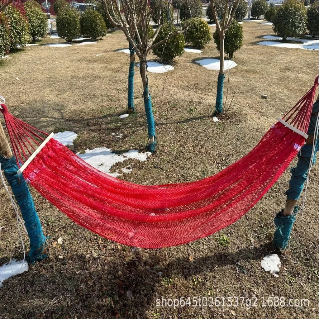 Hammocks Ice Silk Hammock Outdoor Thickened Fine Mesh Single and Double Anti-Rollover Hanging Chair Camping Courtyard Camping Hammocks(Blue,B)
