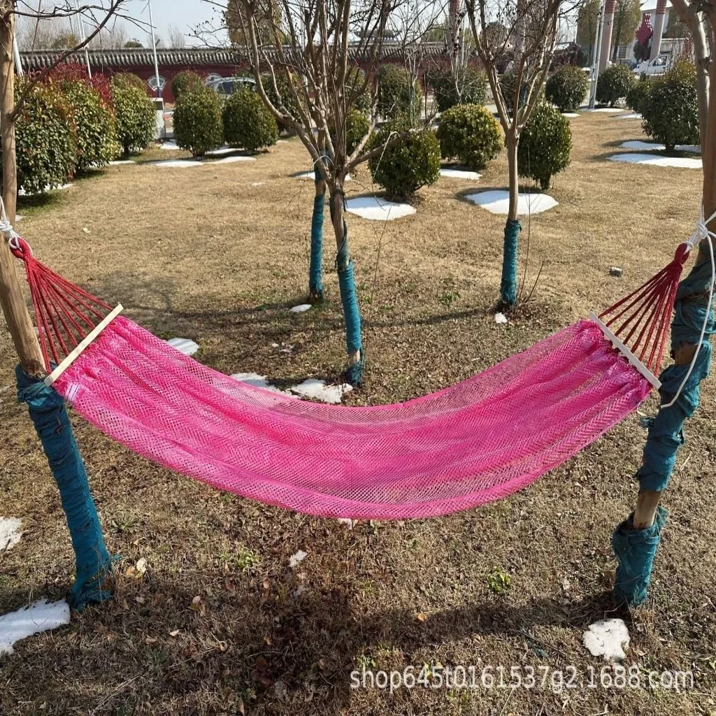Hammocks Ice Silk Hammock Outdoor Thickened Fine Mesh Single and Double Anti-Rollover Hanging Chair Camping Courtyard Camping Hammocks(Blue,B)