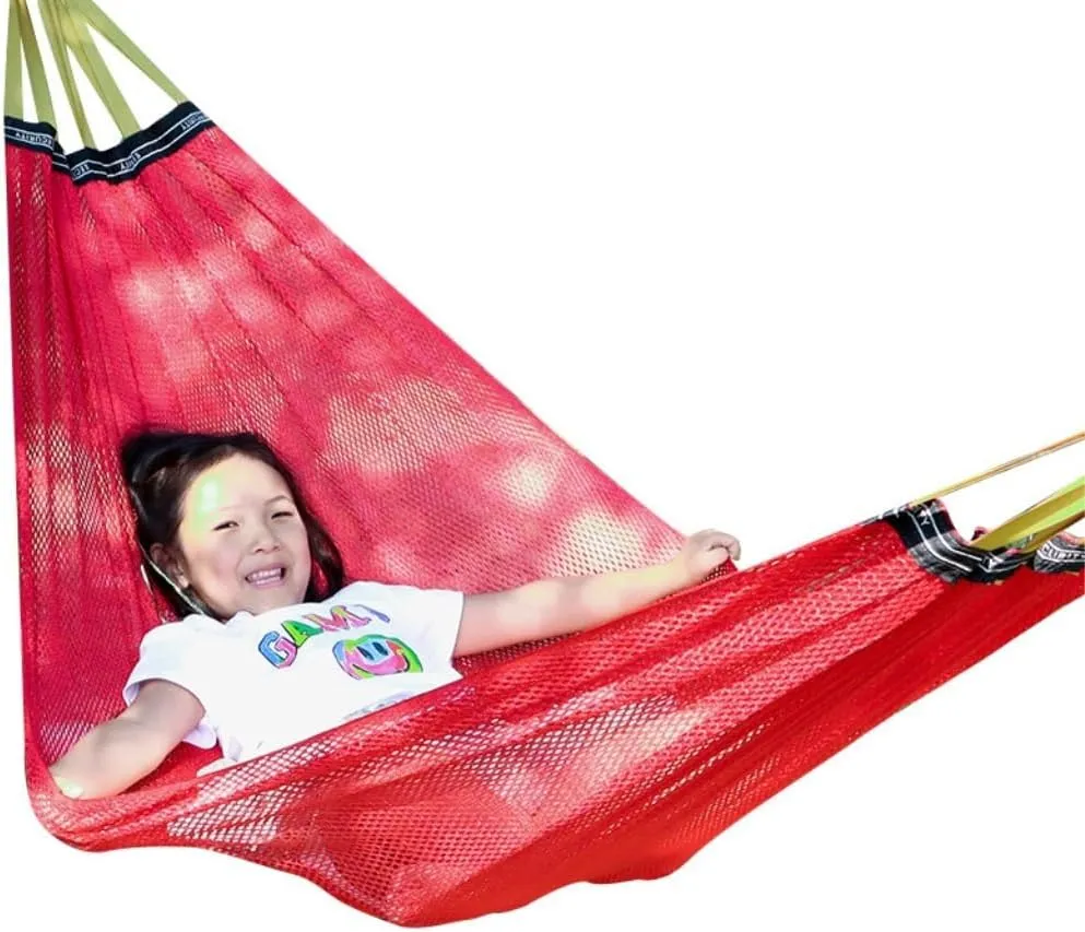 Hammocks Ice Silk Hammock Outdoor Thickened Fine Mesh Single and Double Anti-Rollover Hanging Chair Camping Courtyard Camping Hammocks(Blue,B)