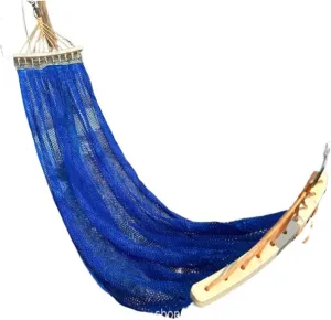 Hammocks Ice Silk Hammock Outdoor Thickened Fine Mesh Single and Double Anti-Rollover Hanging Chair Camping Courtyard Camping Hammocks(Blue,B)