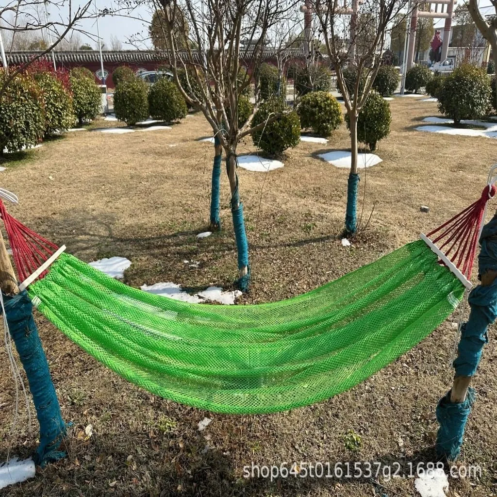 Hammocks Ice Silk Hammock Outdoor Thickened Fine Mesh Single and Double Anti-Rollover Hanging Chair Camping Courtyard Camping Hammocks(Blue,B)