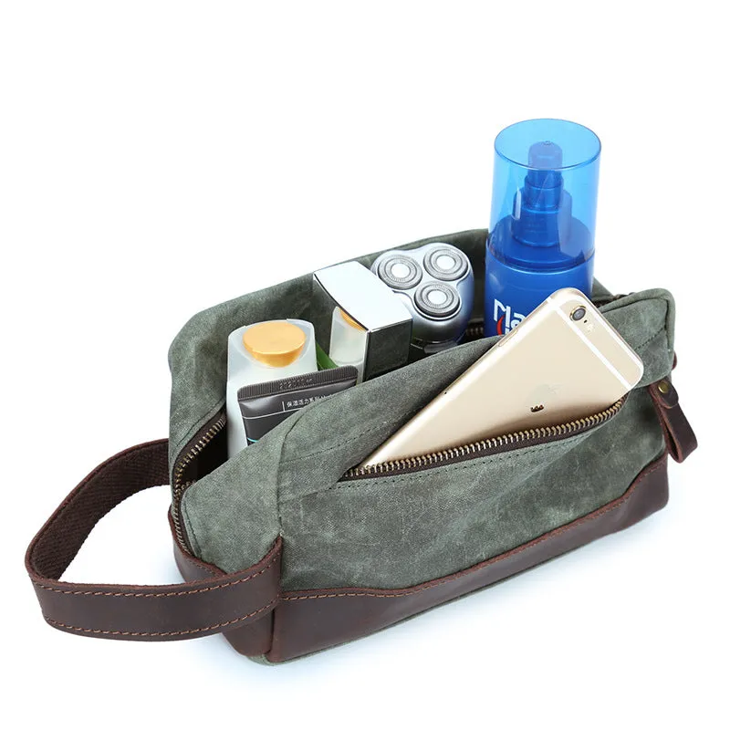 Handmade Vintage Plaid Waxed Canvas Toiletry Bag