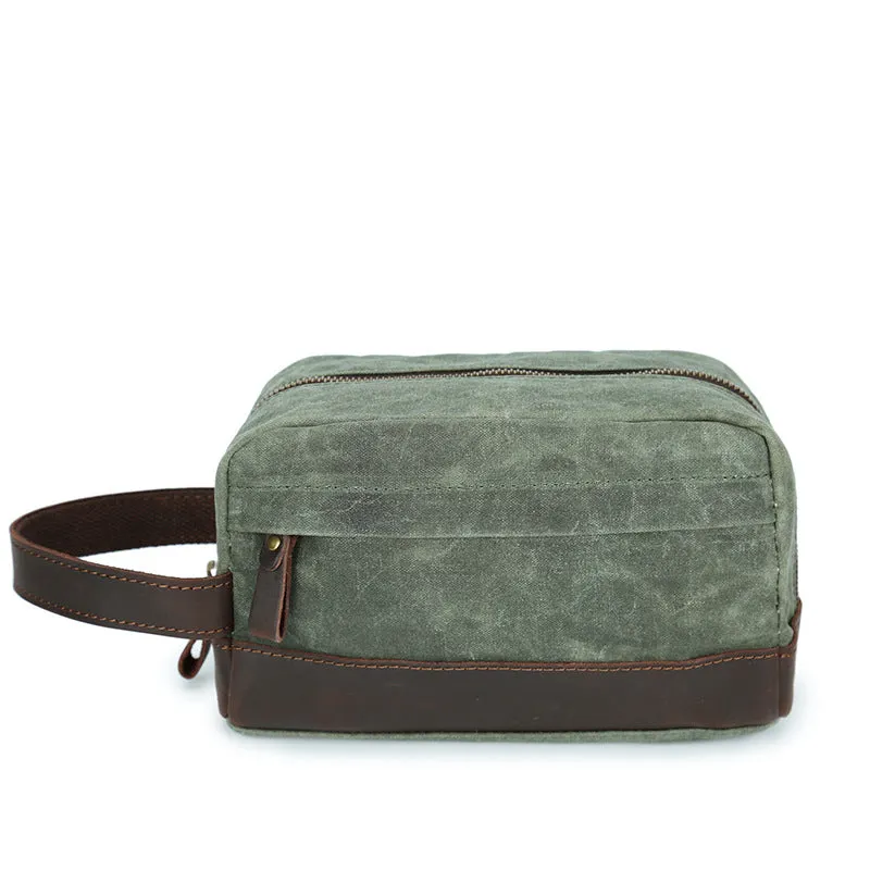 Handmade Vintage Plaid Waxed Canvas Toiletry Bag