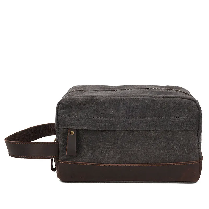 Handmade Vintage Plaid Waxed Canvas Toiletry Bag