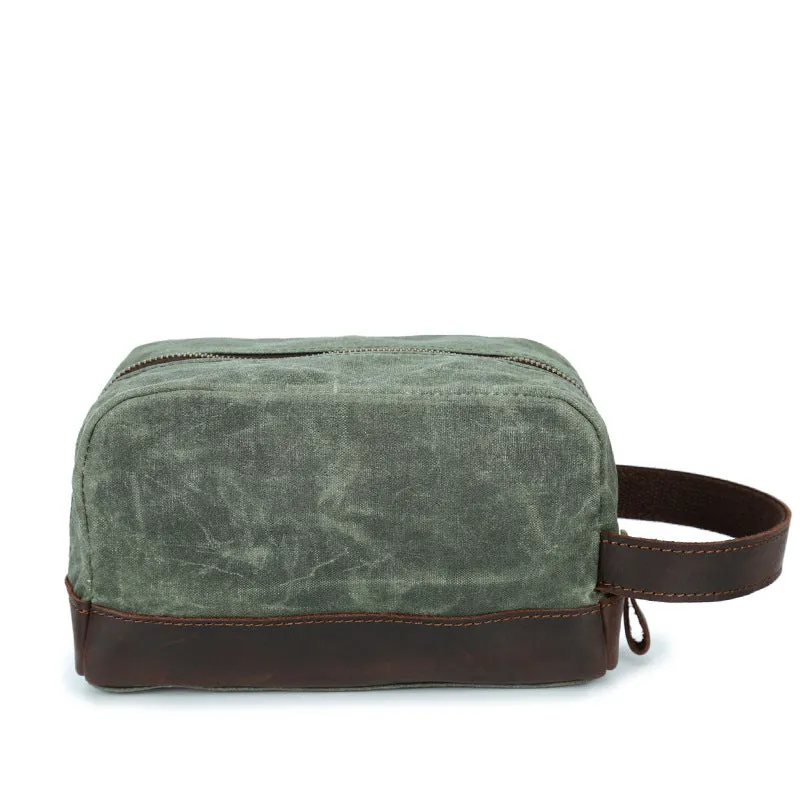 Handmade Vintage Plaid Waxed Canvas Toiletry Bag