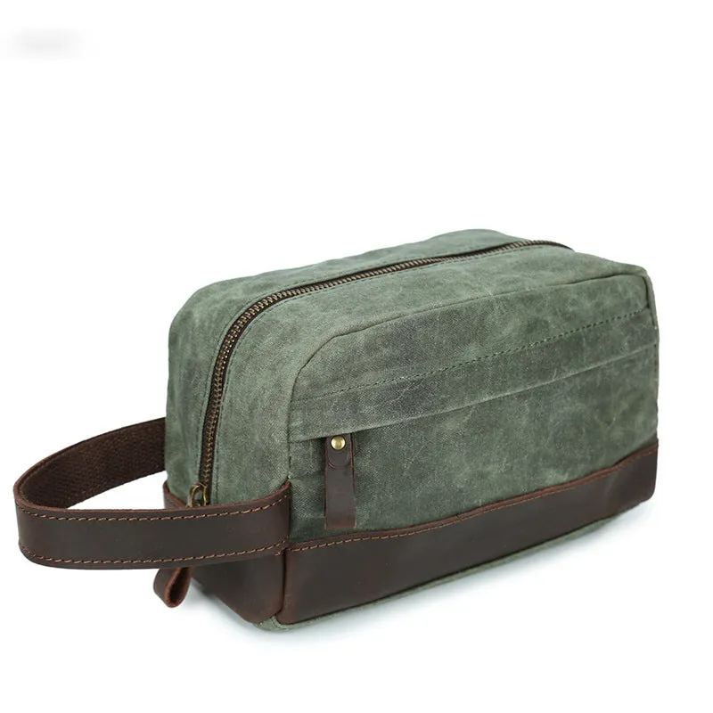 Handmade Vintage Plaid Waxed Canvas Toiletry Bag