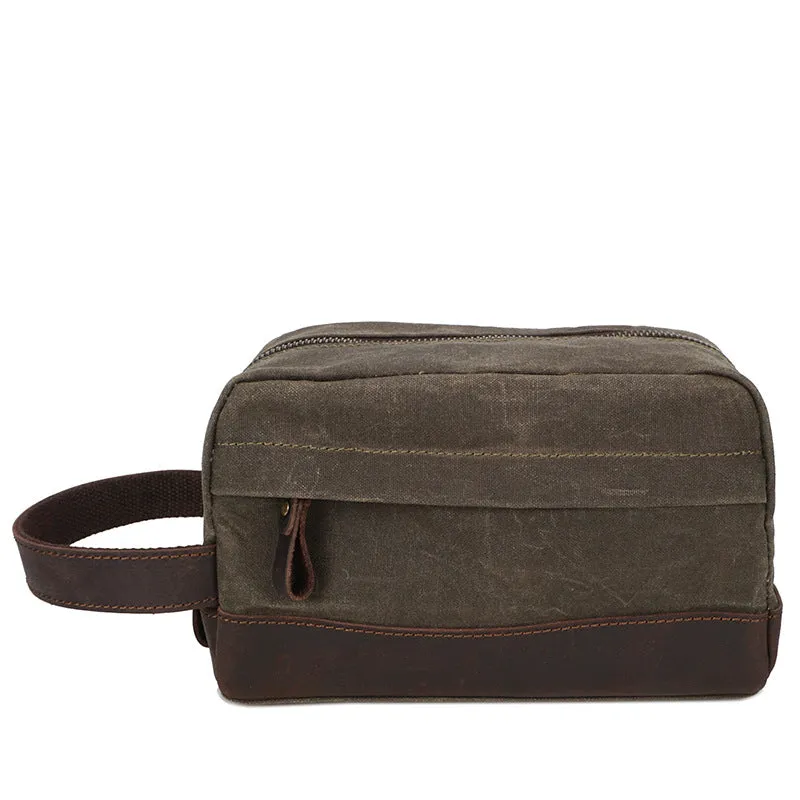 Handmade Vintage Plaid Waxed Canvas Toiletry Bag