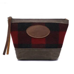 Handmade Waterproof Buffalo Check Canvas Toiletry Bag