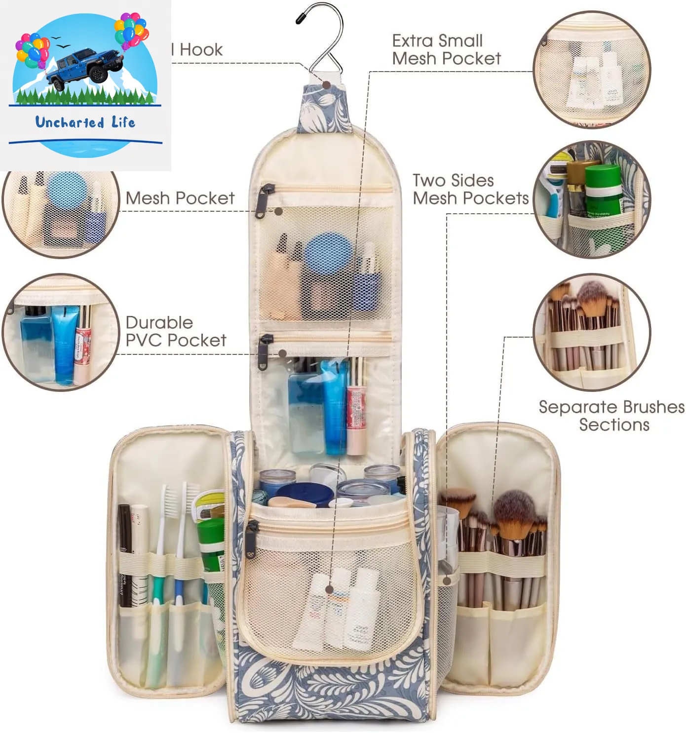 Hanging Toiletry Bag and Travel Makeup Organizer for Essential Items